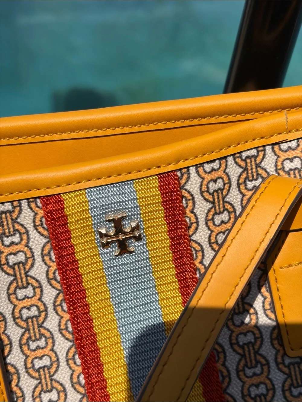 Tory Burch Yellow Chain-Link Print Tote